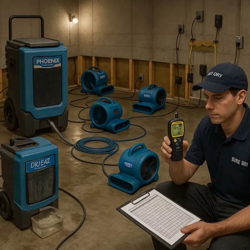 Structural Drying and Dehumidification process in Hickam Field, HI